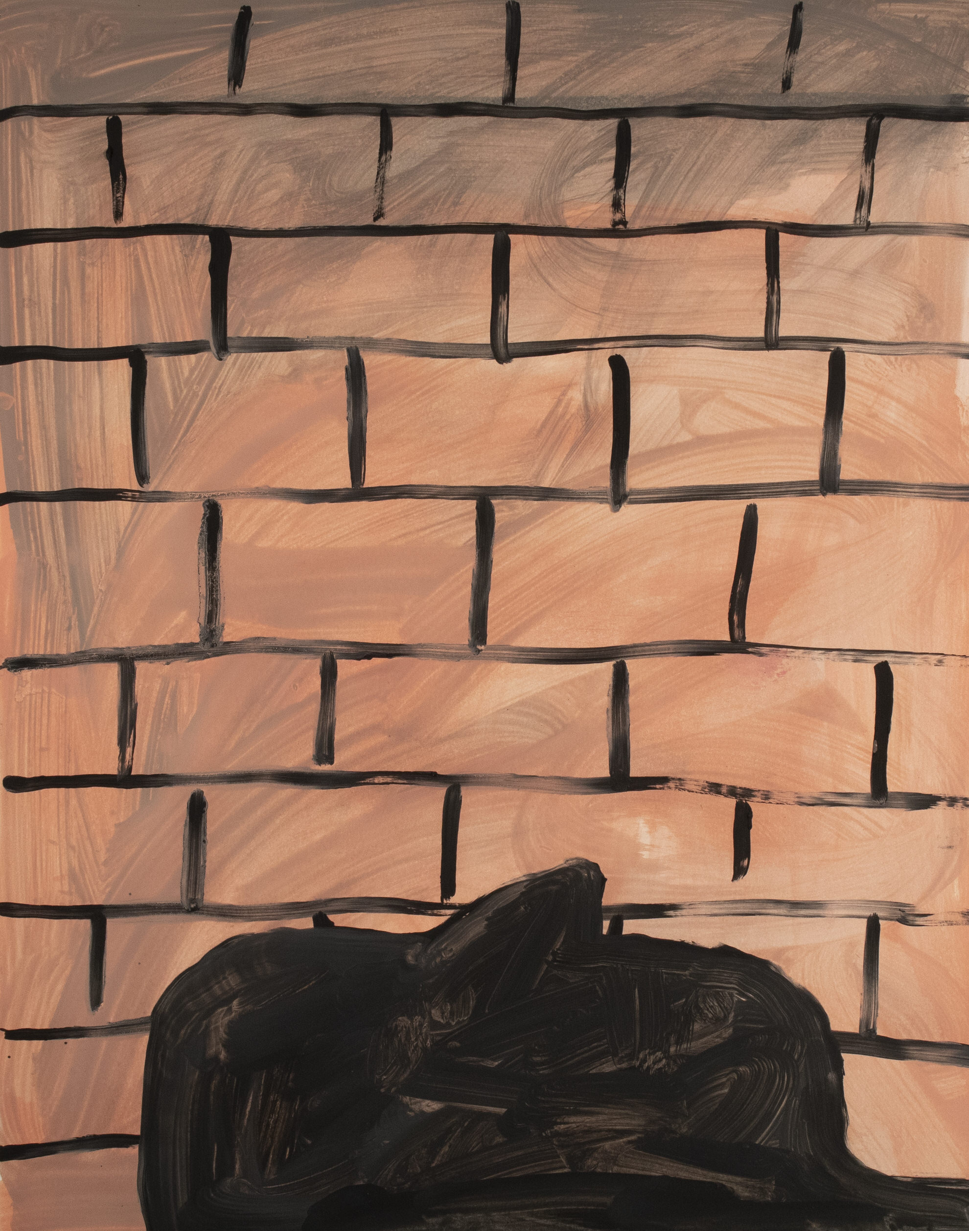 Lying down after laying brick