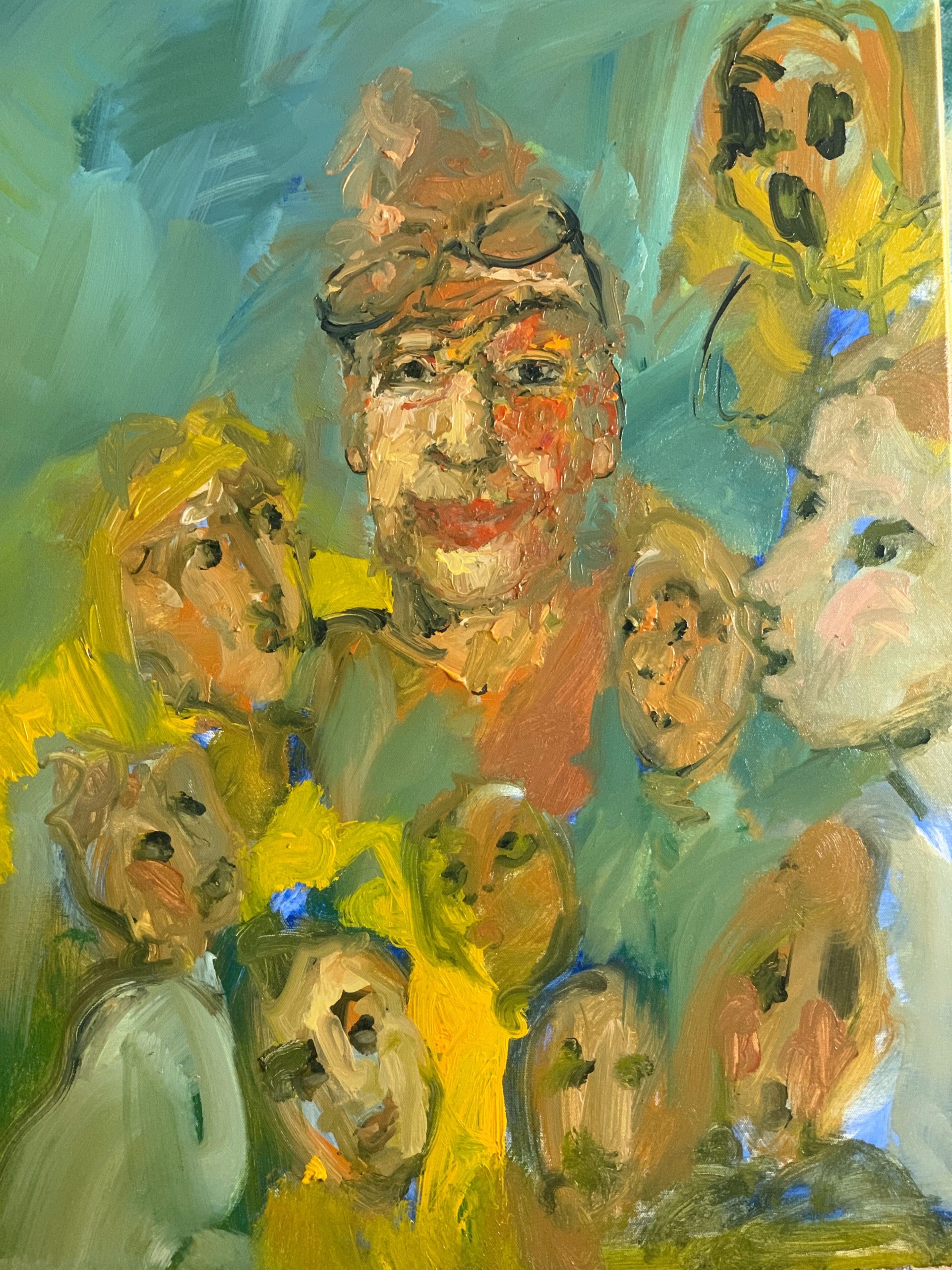 Old lady with masks look at you